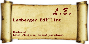 Lamberger Bálint névjegykártya